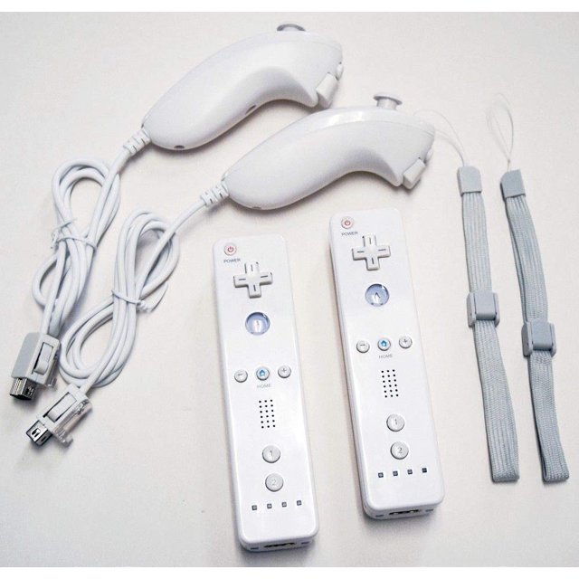 2-Pack REMOTE & NUNCHUK Controller Bundle Set WHITE for Nintendo Wii Wii U gaming
