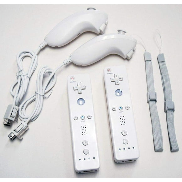 Ensemble de 2 Télécommandes et Manettes NUNCHUK Blanches pour Jeux Nintendo Wii Wii U