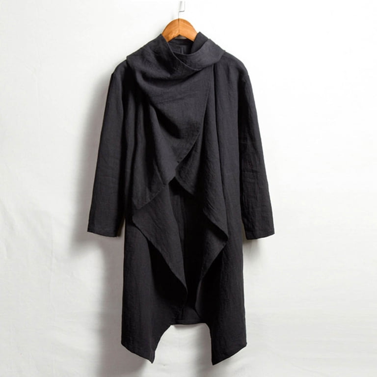 Fgnfyis Mens Jacket Linen Cape Long Irregular Cloak Long Sleeve