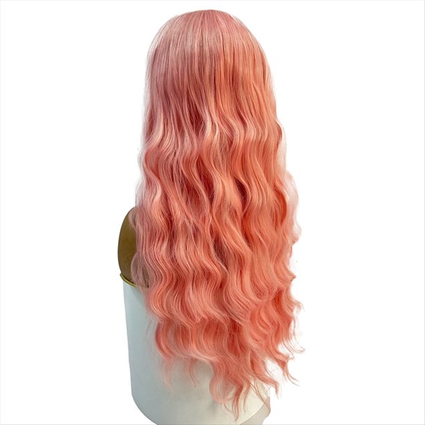 Pelucas Rosadas Pelucas Rizadas para Anime Cosplay Mujeres Pelucas Largas con Flequillo Rosa para Fiesta Pelucas Fiesta de Halloween