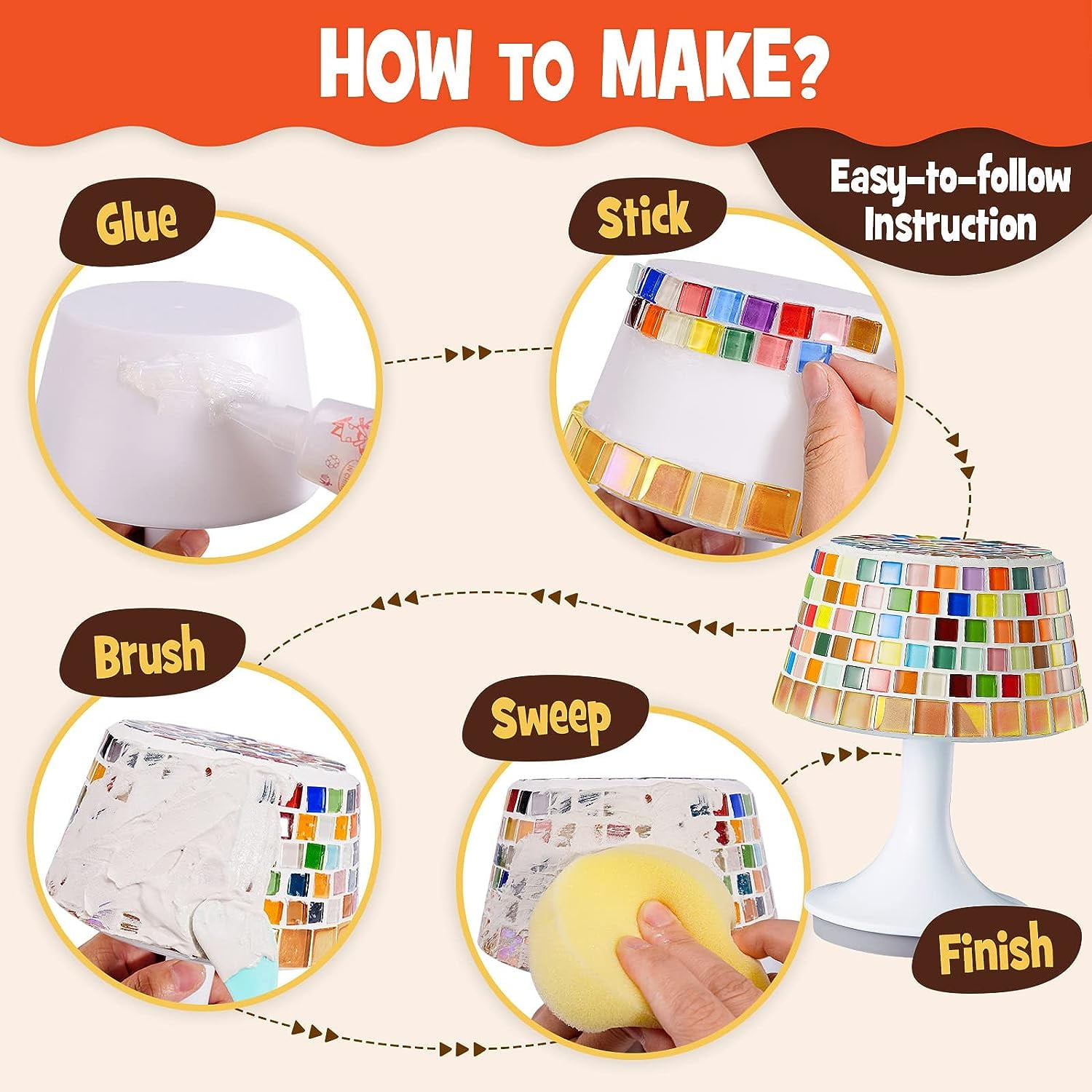 Make Your Own Mosaic Night Light Kit Arts and Crafts for Kids Ages 8-12 DIY Stained Glass Set Crafts Kit for Teens Adults Creativity Rechargeable Turkish Table Lamp Toys Girls Boy Birthday Gift