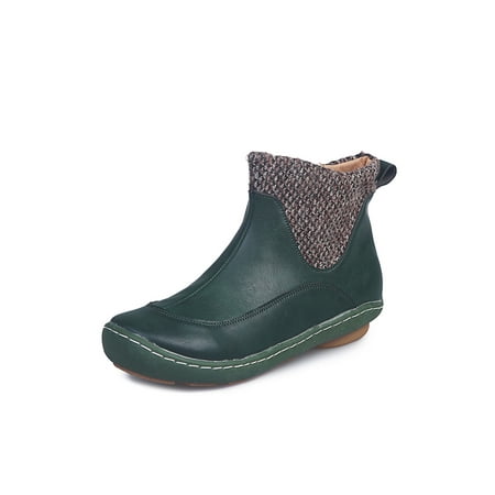 

Rotosw Ladies Fashion Boots Zip Up Ankle Boot Casual Short Booties Slip Resistant Knit Bootie Oudoor Comfortable Winter Shoes Green 4.5