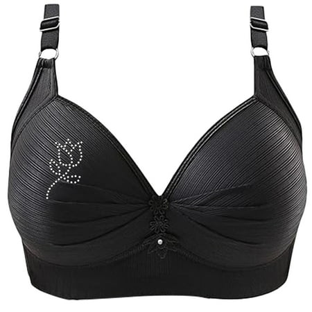 SNOWSONG Push Up Bras for WomenClearance! Wireless Bras Women s Seamless Breathable Lingerie Plus Size Non-Steel Ring Bra Bras for Women Comfy Bras for Women Black 48