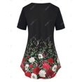 thumbnail image 2 of Más el tamaño del botón de la impresión floral Plaqueta de manga corta camiseta Rosegal Camisetas tallas grandes, 2 of 5