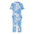 thumbnail image 4 of Drses Women's Pajama Sets Summer Short Sleeve Sleepwear Sets for Women Button Up Pj Loungewear Top and Capri Pants Pajamas for Women with Pockets, 4 of 5