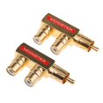thumbnail image 1 of Divisor 2 Adaptadores Divisorios De Enchufe De ángulo Conector M / F (chapado En Oro) 2 Piezas Sunnimix Enchufe adaptador de audio, 1 of 6