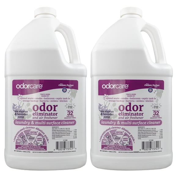 OdorCare Odor Eliminator & Multi-Surface Cleaner, Eucalyptus Lavender, House Deodorizer Refill, 1 Gallon, 2 pack