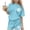 Blue, variant on Kilaqueen Teen Girl Cute Paw Print Summer 2 Piece Outfits Loose Crewneck Short Sleeve T-Shirt Matching Shorts Sets
