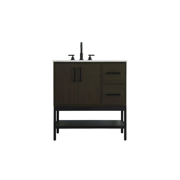 Elegant Kitchen and Bath 32 Inch Single Bathroom Vanity In Mocha Brown