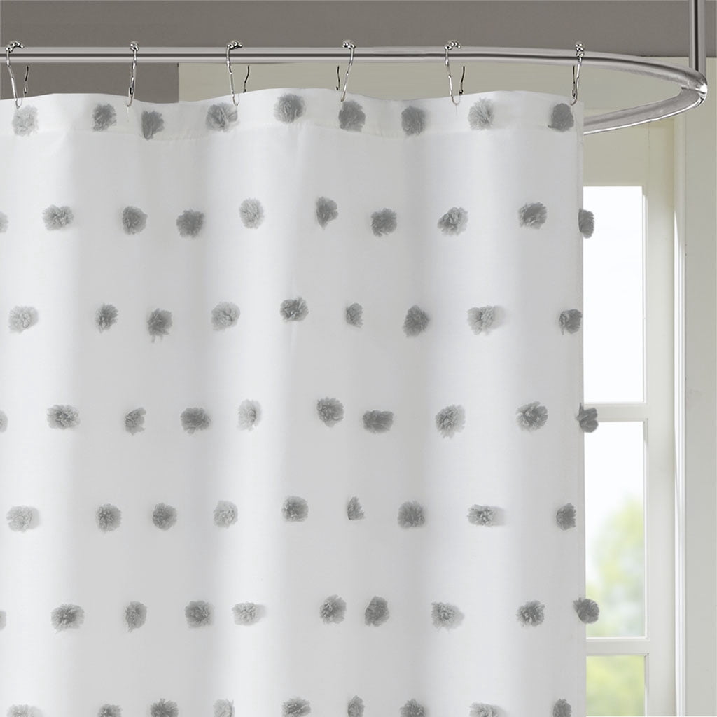 MAYEERTY Grey Shower Curtain with 12 pcs Hooks,72" x 72", Machine-Washable