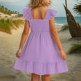 thumbnail image 5 of FAOWME Girls Summer Dress Star Beach Party Dresseses Smocked Sleeveless With Pockets Purple 9-10 Years, 5 of 5