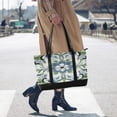 thumbnail image 4 of FORMRS Canvas Laptop Tote Bag for Women with 15.6" Computer Compartments Shoulder Handbag, Green Floral, 4 of 7