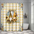 thumbnail image 3 of Shower Curtain Home Sweet Gnome Bathroom Curtains with Hooks, Waterproof Fabric Sunflower Leaves Yellow Plaid Bath Shower Curtains Set for Bathroom Bathtubs Decor 36x72 Inch, 3 of 9