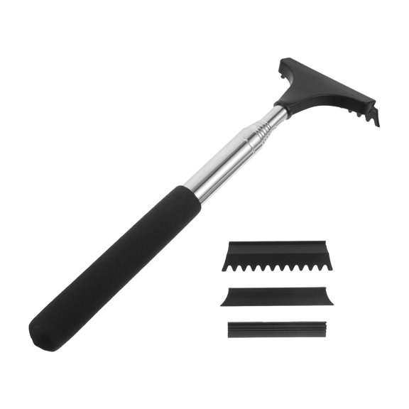 BESTONZON Auto Squeegee for Cars Black Metal-Plastic Extendable Snow Brush Ice Removal