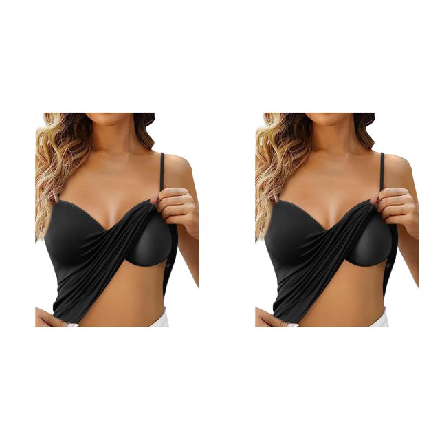 (2-Pack) 2025 Shelf Bra Camisoles Adjustable A Perfect Circle Top Women Spaghetti Strap Tank Tops Mesh Top Basic