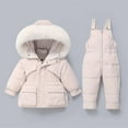 thumbnail image 2 of Toddler Girls Ski Snowsuits 2 Piece Windproof Waterproof Kids Insulated Jacket and Bib Overalls Snow Winter Sets (1-2 Years, Beige), 2 of 6