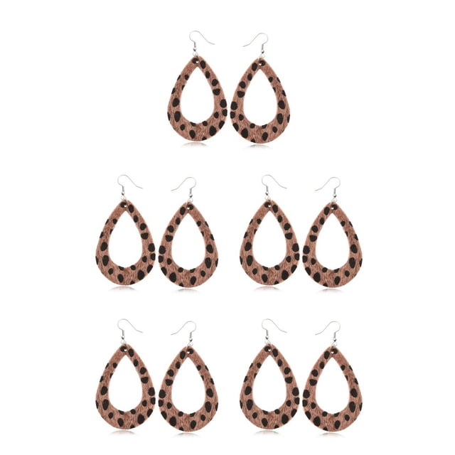 Aretes Qarigey con estampado de leopardo para mujeres y niñas tipo 3