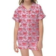 thumbnail image 1 of Satin Pajama Set for Girls Comfortable Two Piece Sleepwear with Classic Button Down Shirt and Shorts, 1 of 3