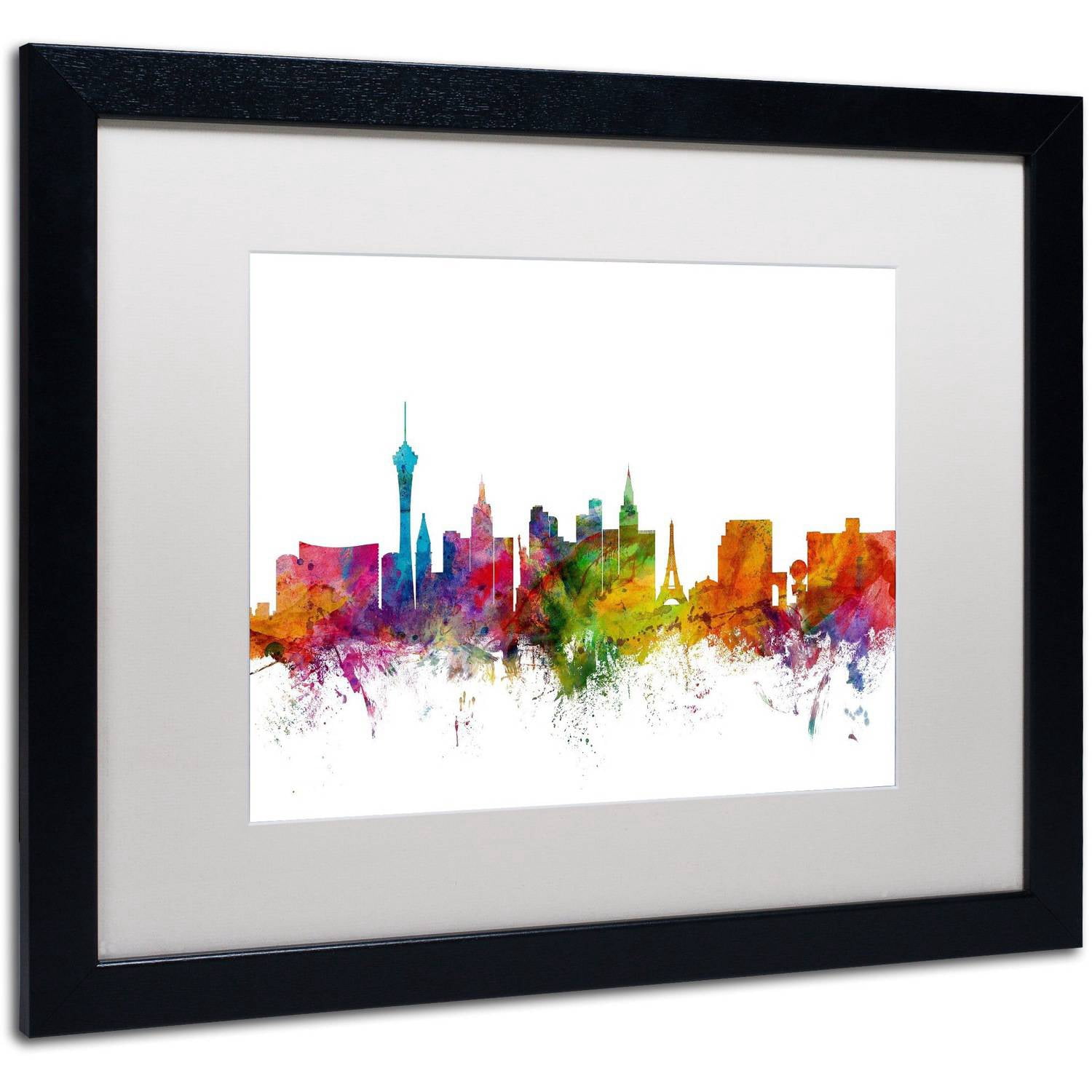 Trademark Fine Art 'Las Vegas Nevada Skyline' Canvas Art by Michael Tompsett, White Matte, Black Frame
