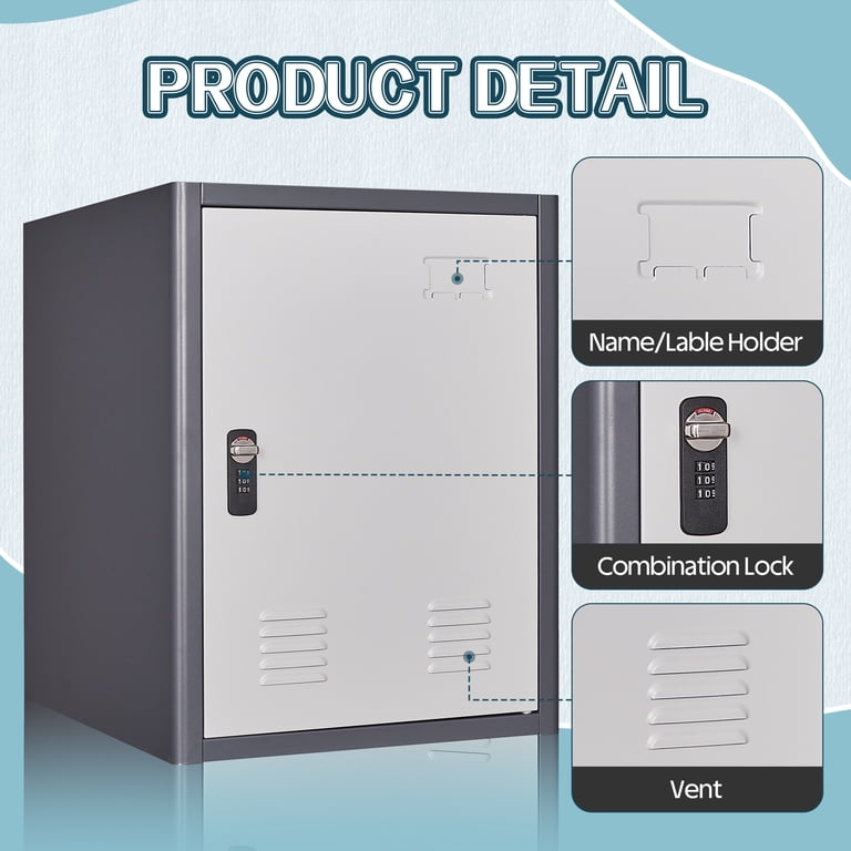 KAER, Locker Cabinet for Storage, 19.7 inch, Metal with Lock and