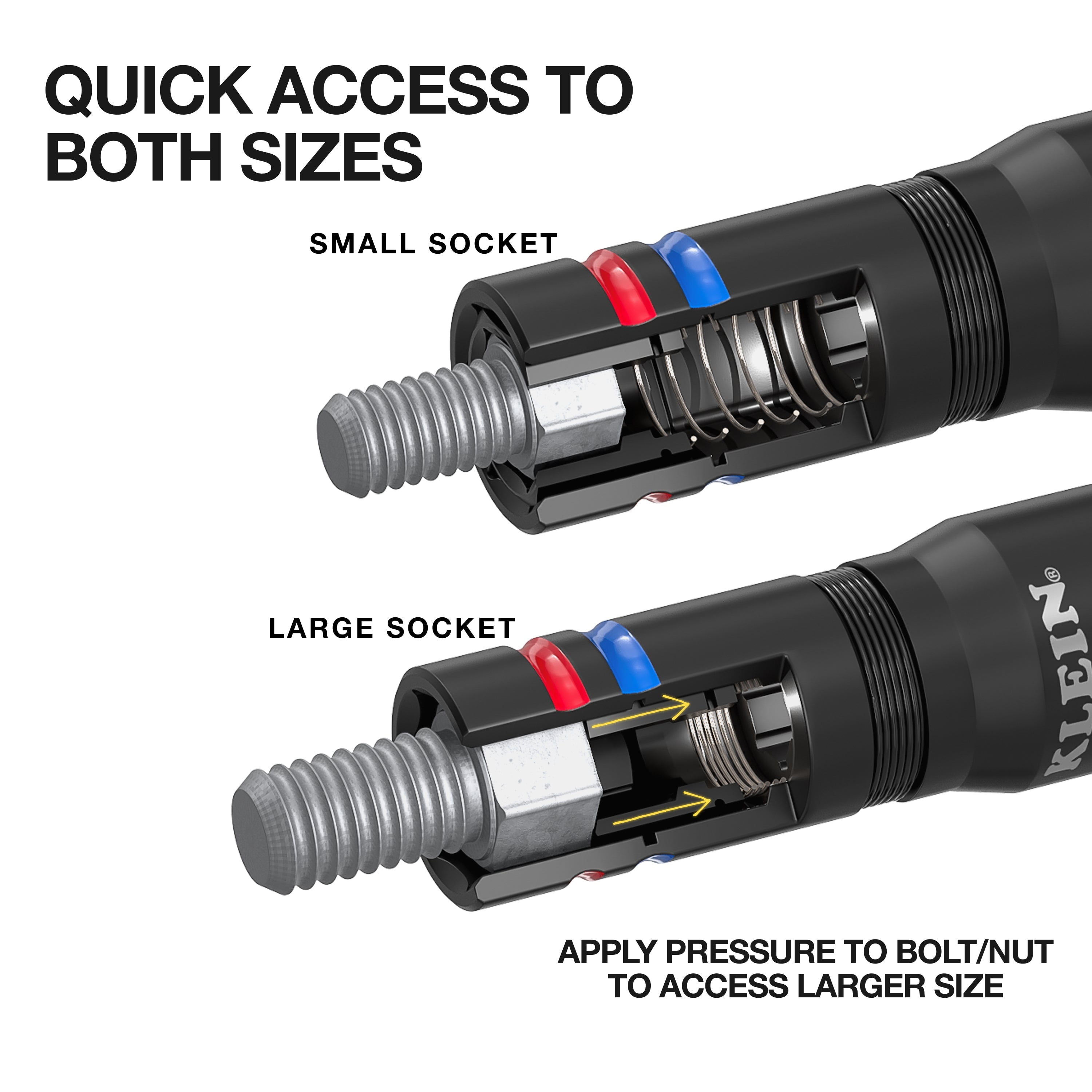Klein Tools Quad-4 Deep-Well Heavy-Duty Impact Flip Socket, Sae