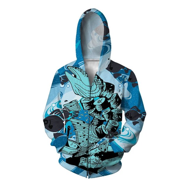 Sudadera con estampado de tortuga para hombre, sudadera personalizada con estampado de peces, sudadera con capucha informal y versátil, sudadera con capucha con cremallera