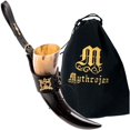 thumbnail image 1 of Mythrojan THE ELEGANT LADY Viking Drinking Horn with Black Leather holder Authentic Medieval Inspired Viking Wine/Mead Mug – Polished Finish, 1 of 5