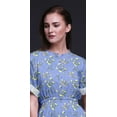 thumbnail image 4 of Bimba Rayon Buds & Lotus Floral Womens Printed Side Slit SummerÂ&nbsp;DressÂ&nbsp;Long Maxi Gown-Medium, 4 of 6