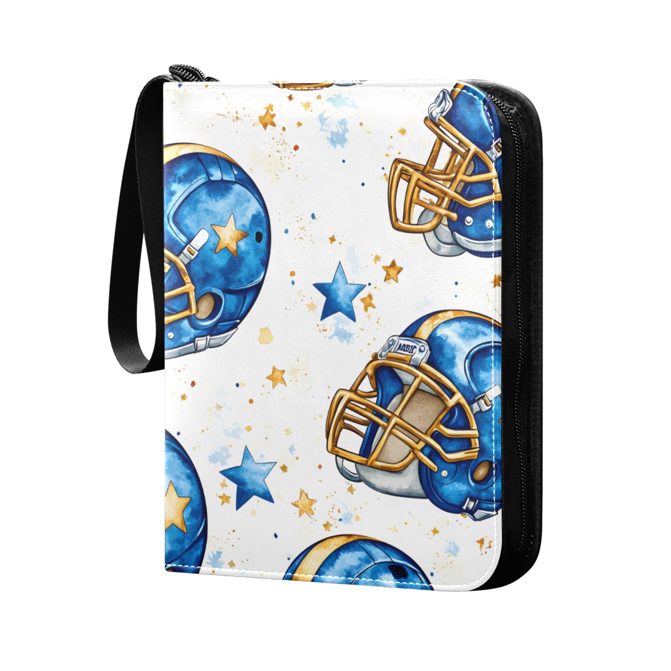 Trading Card Binder Album 400 Pockets 50 Removable 4-Pocket Pages Waterproof Football Helmet with Star