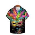 thumbnail image 5 of JURANMO 90% Off Clearance Sale Mens Hawaiian Shirts Novelty Mask Printed Tshirt Casual Short Sleeve Button Up Vacation Summer Tops Multicolor S, 5 of 6