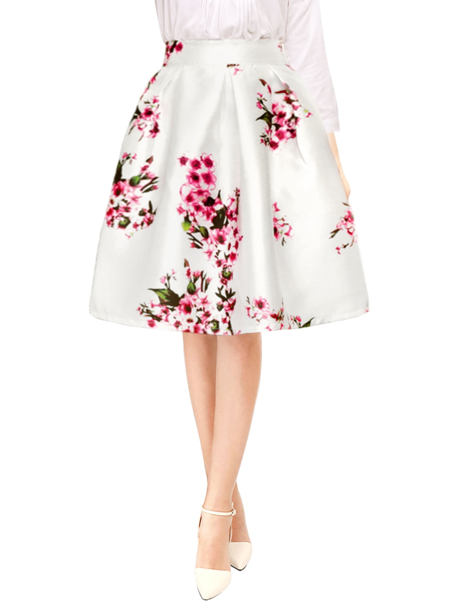 high waisted a line midi skirt