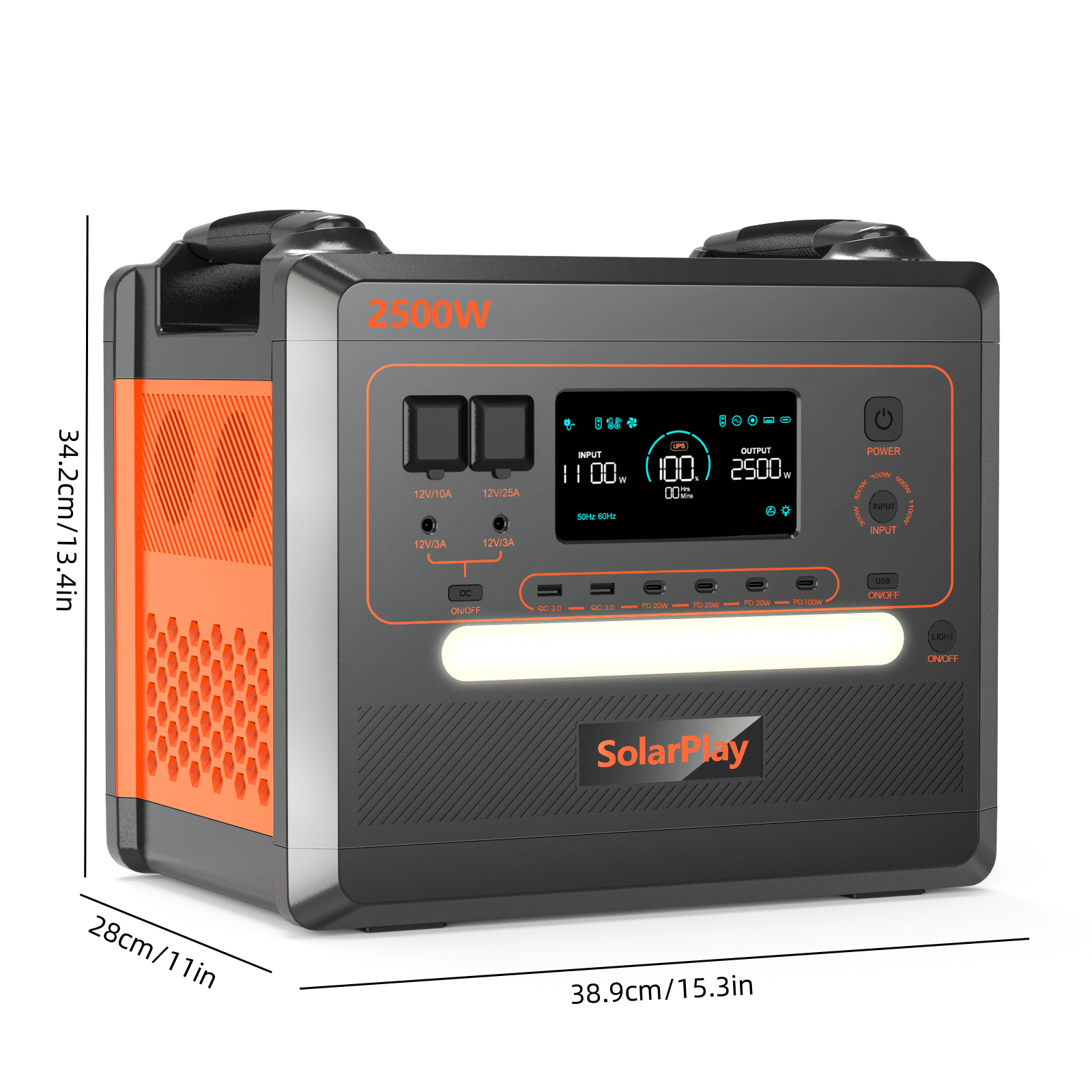 SOLARPLAY 2500W Portable Solar Generator, 4800W Peak, 2304Wh