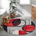 thumbnail image 4 of Black Red Circle Round Area&nbsp;Rug 3ft Geometric Lines Non-Slip&nbsp;Washable Circle Rugs Soft Felt Indoor Floor Mat for Bedroom Kitchen Living Room Bathroom, 4 of 9
