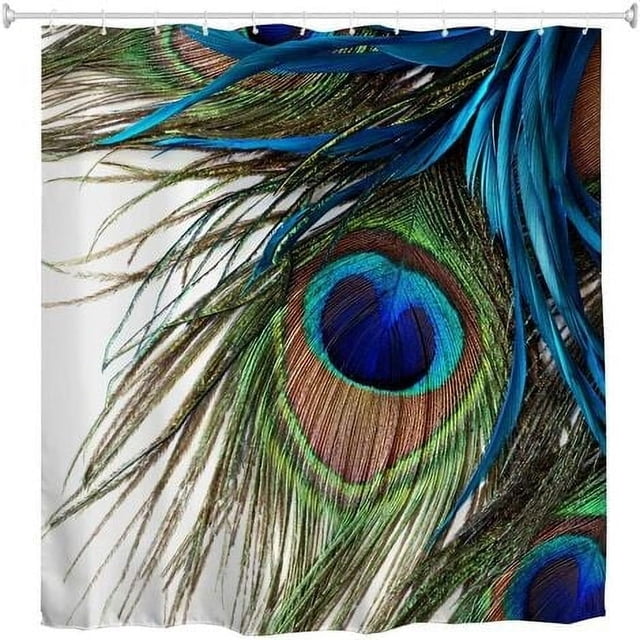 Cortina de ducha de pavo real, cortinas de ducha de baño de tela impermeable con ojos de plumas de pavo real, 72 x 72 pulgadas, coloridas