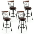 thumbnail image 1 of Costway Set of 4 24/30 Inch Adjustable Swivel Barstools Metal Dining Chairs Black&Brown, 1 of 9