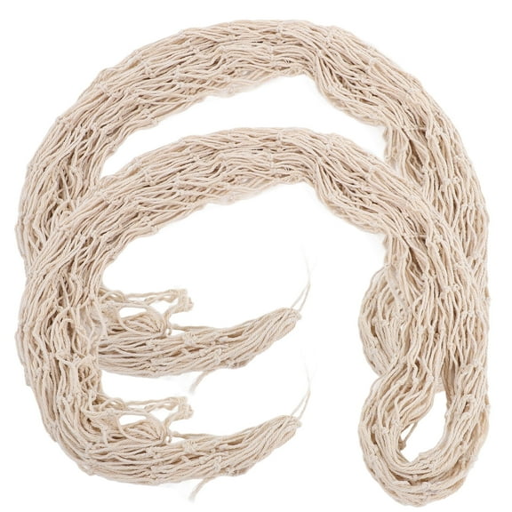 IDEANATEGRATE Wall Hanging Decorative Fishnet Beige Cotton Rope 1 Set