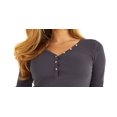 thumbnail image 2 of GUESS Womens Navy Cotton Blend Ribbed Henley Long Sleeve V Neck Top XL, 2 of 3
