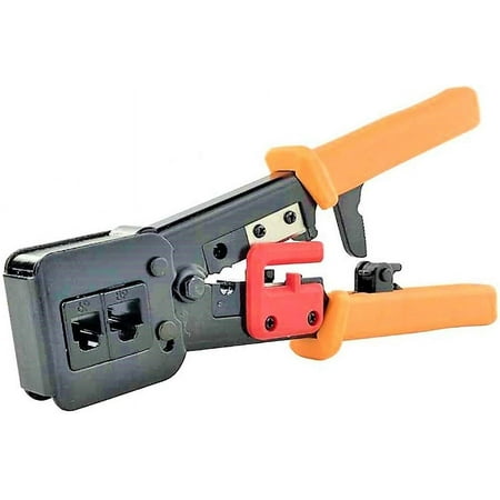 

RJ45 Crimp Tool 6P/8P Network Cable Crimp Tool for RJ11/RJ12 Network and Telephone Cables EZ Pass-Through and Legacy connectors(1pc-Orange)