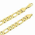 thumbnail image 2 of 9.5mm Chunky 14k Yellow Gold Plated Flat Figaro Chain Necklace, 24 inches + Gift Box, 2 of 7