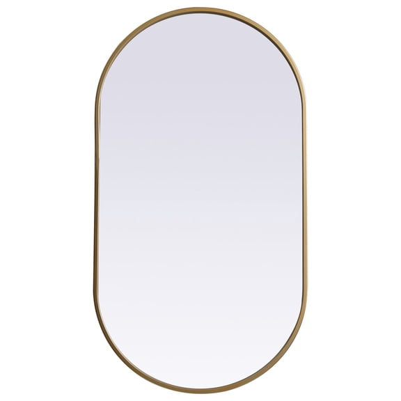 Metal Frame Oval Mirror 20x36 Inch in Brass
