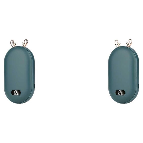 Toystoory Calentador de manos eléctrico Recargable Calentador de calor ajustable Hogar Oficina Escuela Exterior Banco de energía móvil digital verde 2piezas