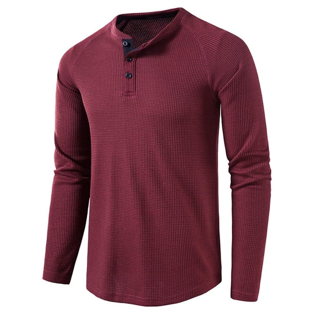 pstuiky Camisas de manga larga abrigadas para hombre, Camisa informal de manga larga con cuello alto y botones de invierno para hombre top de hombre xxl