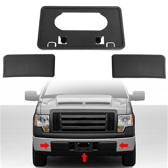 LABLT Front Bumper Guards Pads License Plate Frame Bracket Replacement for 2009-2014 Ford F-150 9L3Z17E810B 9L3Z17A385A