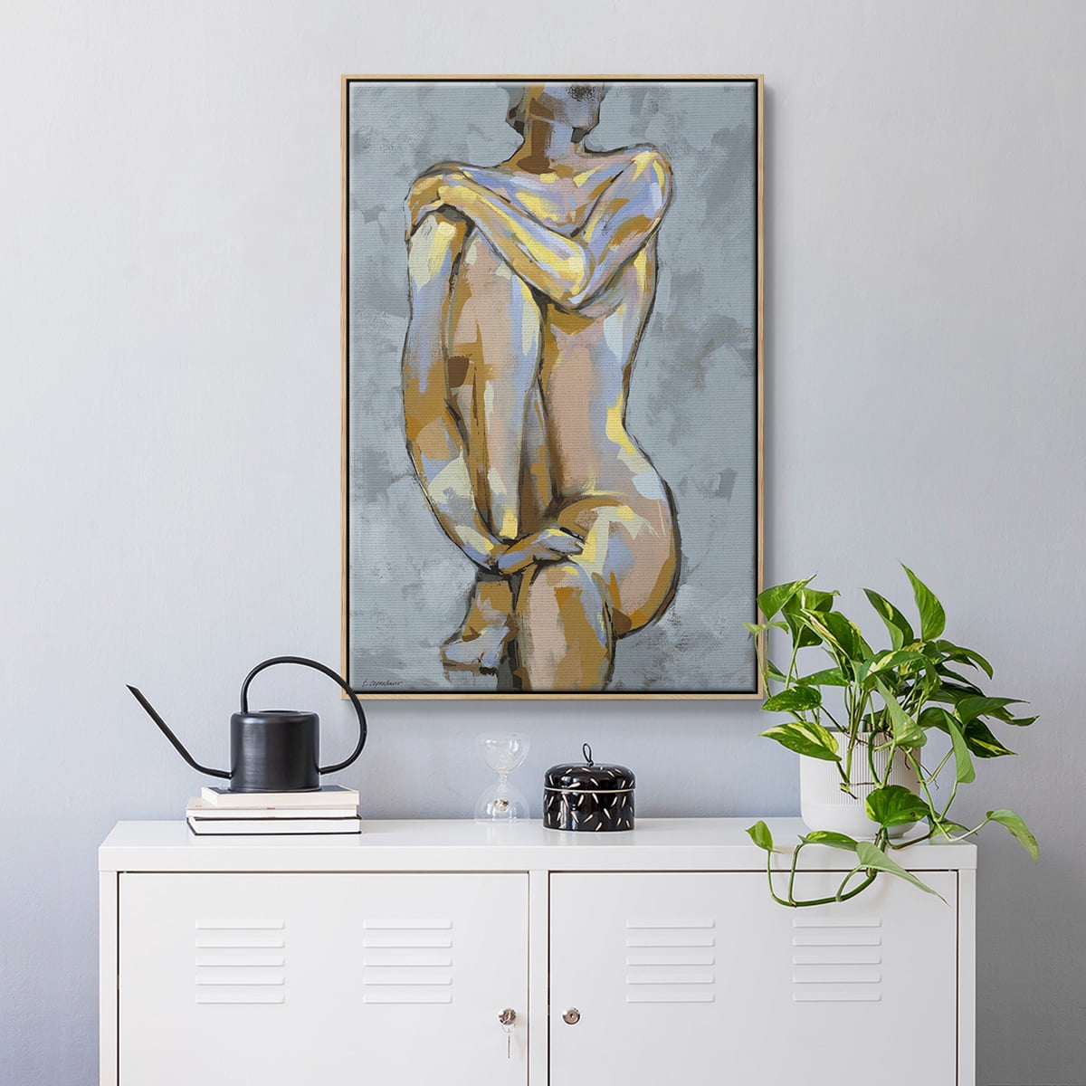 Grey Maiden I Framed Premium Gallery Wrapped Canvas - Ready to Hang - 25 x 37 - Natural Wood Floating Frame