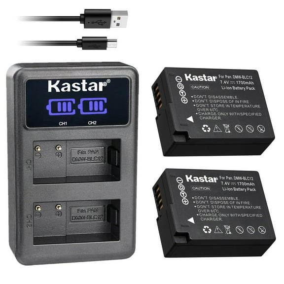 Kastar 2-Pack BP-DC12 Battery and LED2 USB Charger Compatible with Leica BP-DC12 Battery, Leica BC-DC12 Charger, Leica V-Lux 4, Leica V-Lux 5, Leica Q (Typ 116), Leica Q-P Digital Camera