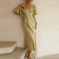 thumbnail image 4 of XDZJLR Robes Femmes Été Élégantes Manches Courtes Col en V Dos Nu Fente et Robe de Tenue, 4 of 7