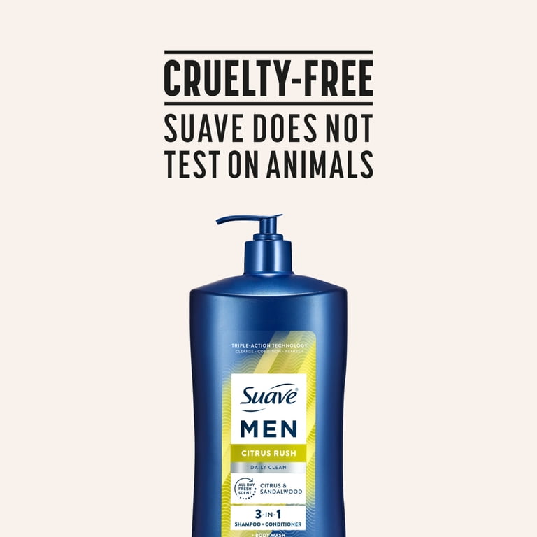 Suave Men Citrus Rush 3-in-1 Shampoo, Conditioner & Body Wash with