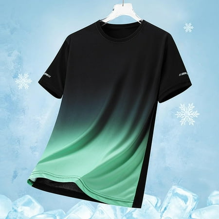 Gym T-Shirts for Men Big & Tall M-5X Plus Size Short Sleeve Athletic Workout Tees Tops Pullover Gradient Stretchy Slim-Fit Crewneck Tshirts
