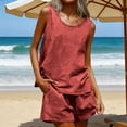 thumbnail image 2 of Enjoytime Summer Outfits for Women Solid Color Sleeveless Tank Tops with Shorts 2 Piece Set Travel Casual Plus Size Lounge Set, 2 of 7