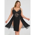 thumbnail image 2 of SHOWMALL Womens Plus Size Lingerie Lace Sexy Strap Chemise Sleepwear V-Neck Nightdress, 2 of 6
